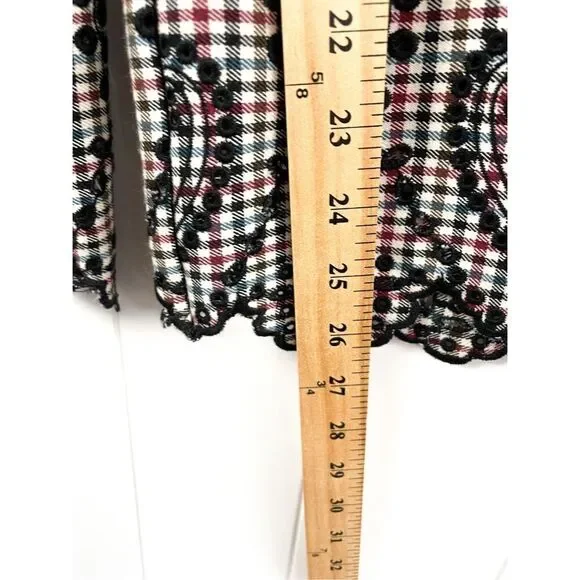 Sfizio Houndstooth Embroidered Eyelet Hem Wide Leg Pants Work Trousers 4 - Picture 15 of 16